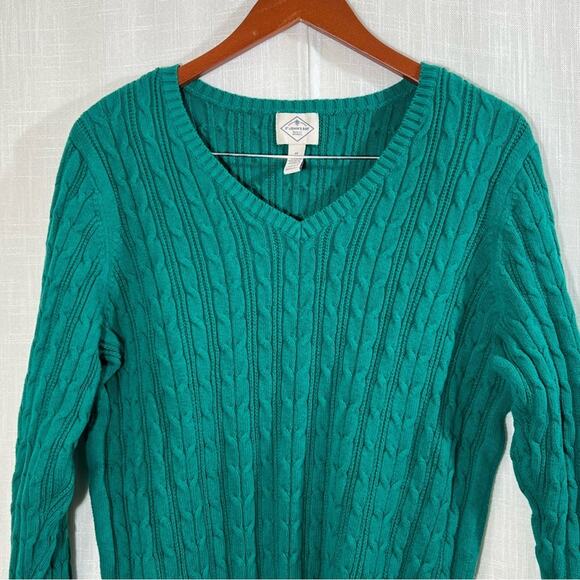 St. John’s Bay Green Cable Knit Cotton Blend Sweater Size 1X - Picture 4 of 10